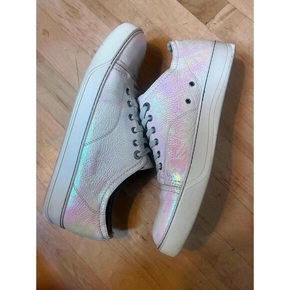 Lanvin Holographic Leather Cap Toe Sneaker 9 US Men Holographic White